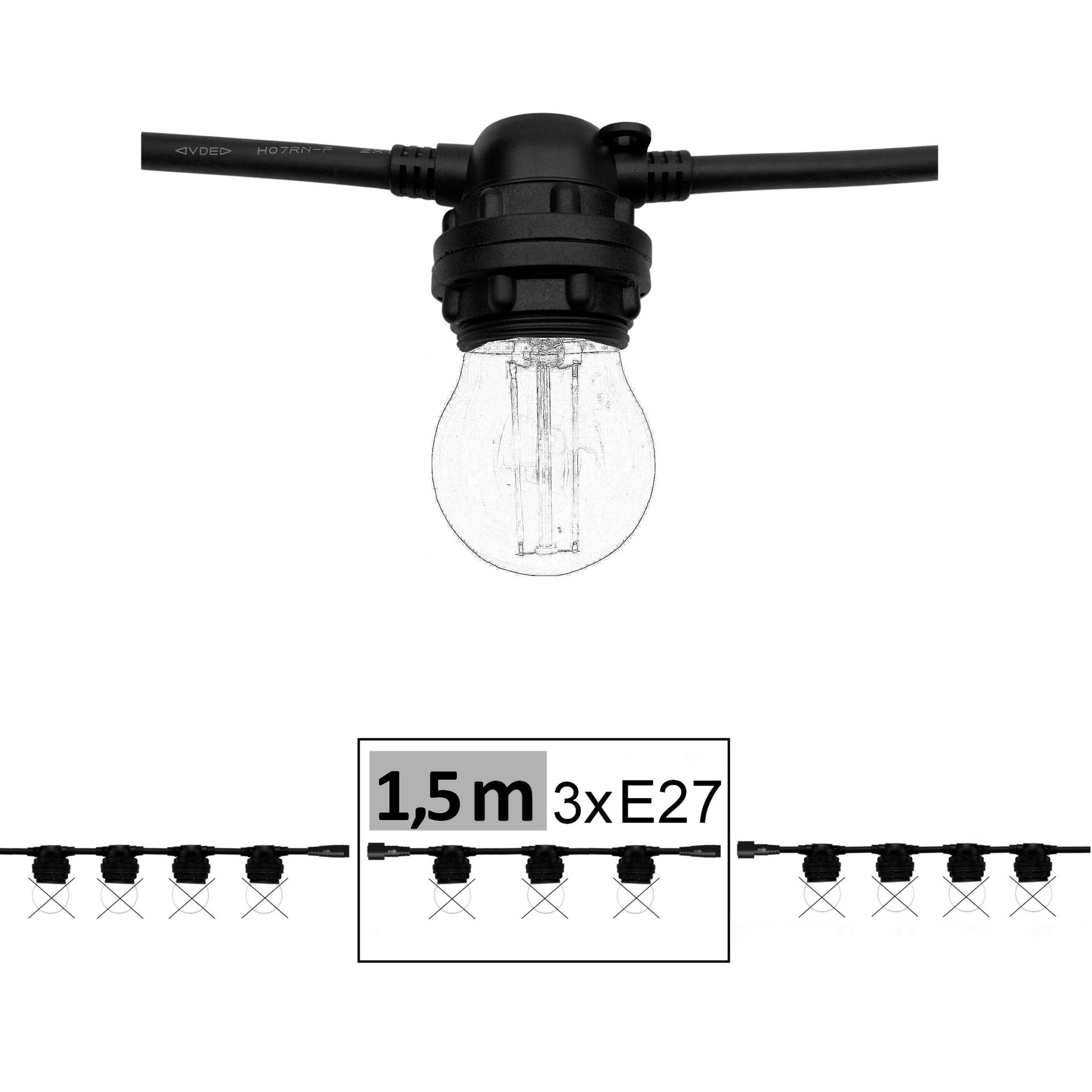 [8502-G46] 8502-G46 - Guirl. 1,5m 3xE27/ST64 Fil 2200K