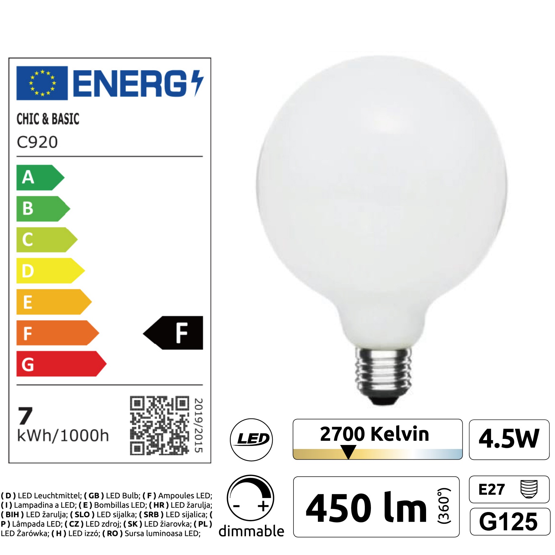 [8606-C920] 8606-C920 - Guirlande (Extension) 6m 8xE27/G125 Fil 2700K