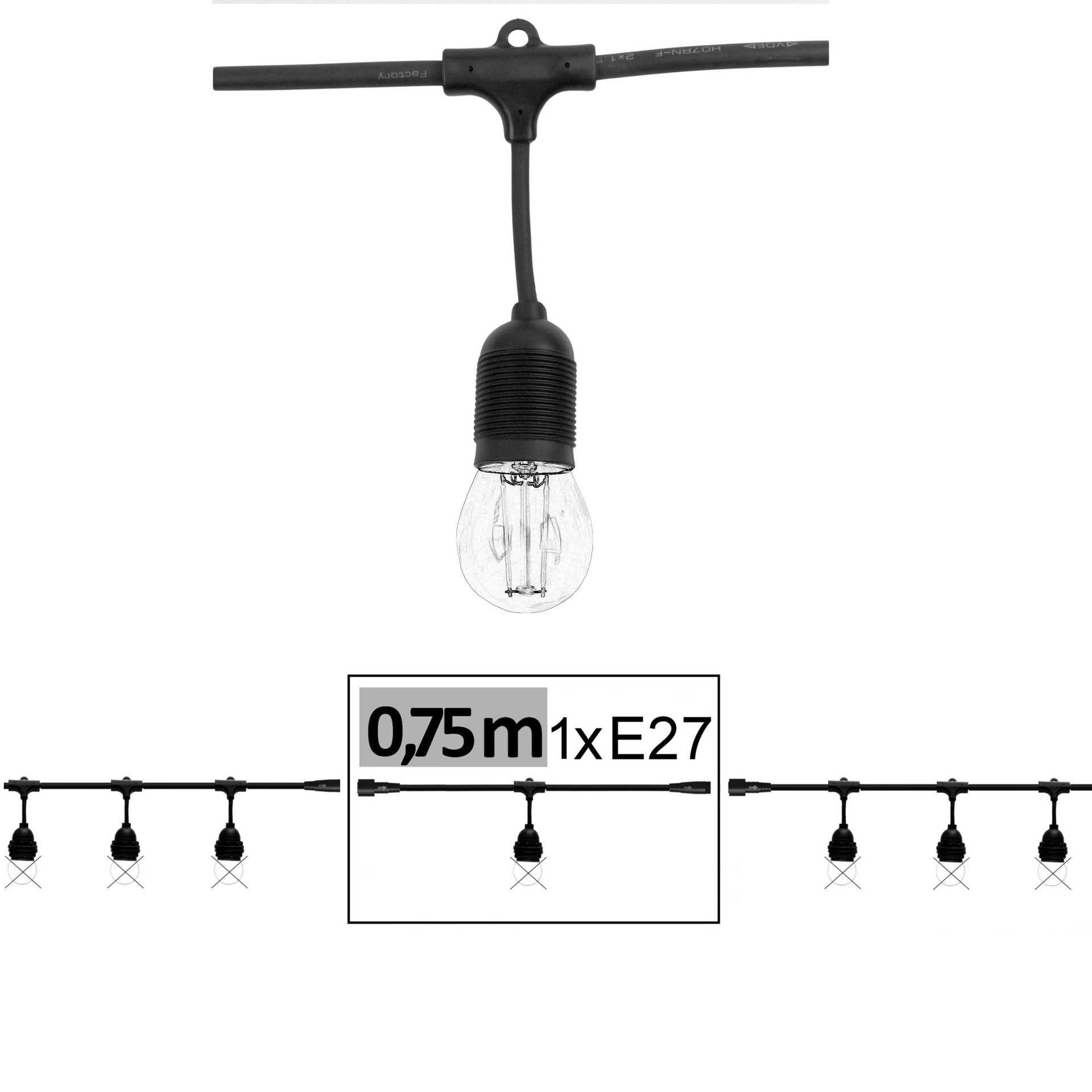 [G601] G601 - EXTENSION - Guirlande BISTRO 0,75m 1xE27