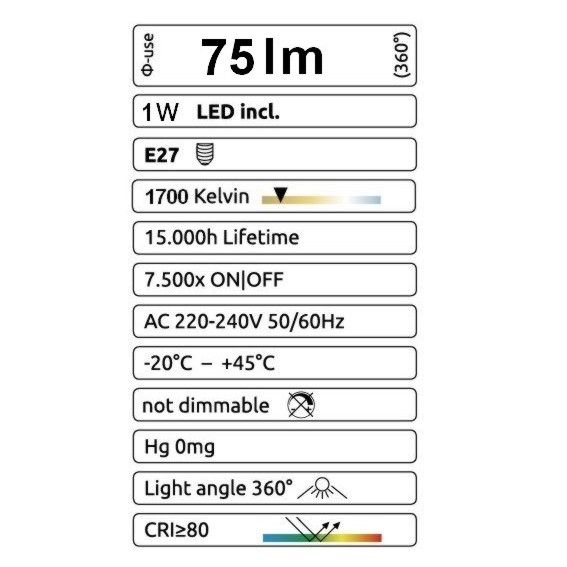 [G31] G31 - Amp. E27/G45 Fil. LED 1W 1700K - Antic