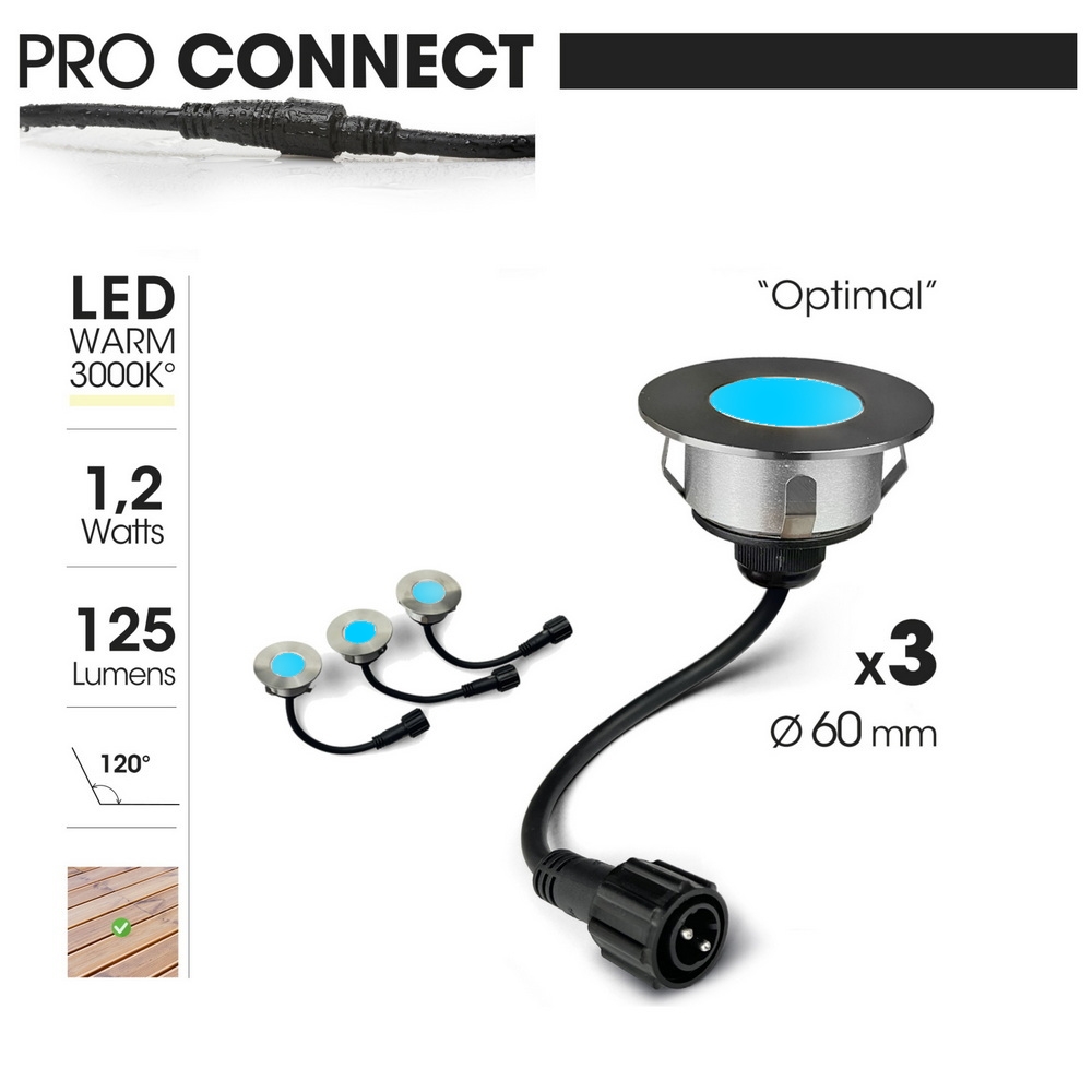 [2036B] 2036B - 3 encastrés bois Ø6cm Bleu