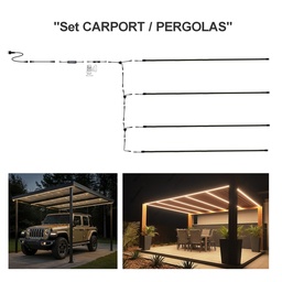 [1024] 1024 - Kit Carport / Pergola : 4 Bandeau Lumineux Silicone -2,5 m + Accessoires