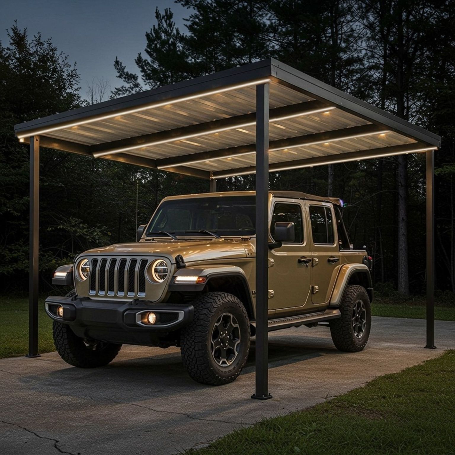 [1024] 1024 - Kit Carport / Pergola : 4 Bandeau Lumineux Silicone -2,5 m + Accessoires