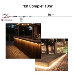 [1064+] 1064+ - Bandeau Lumineux Silicone - 10 m x 1cm + Télc. + Clips + Bouchons + Colle