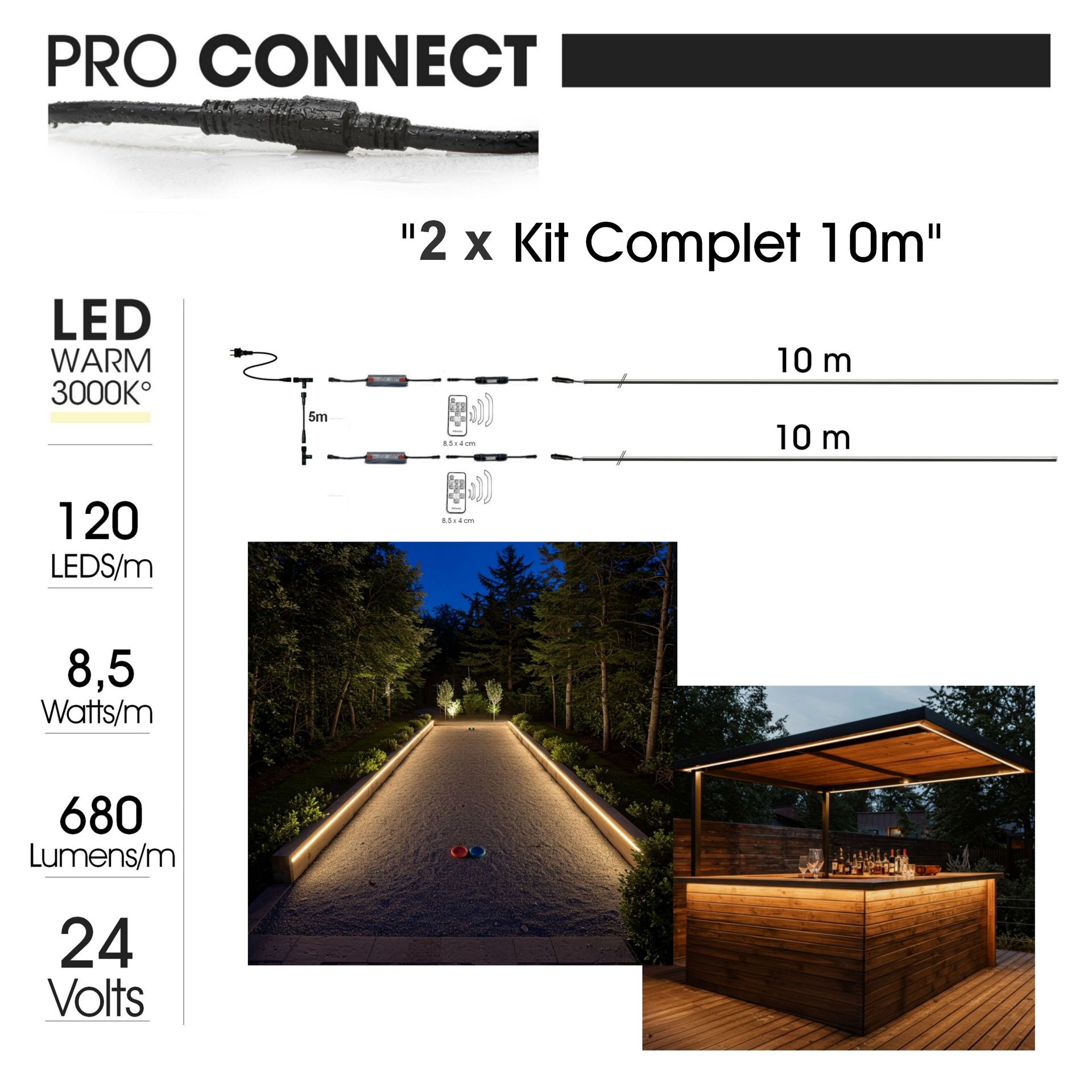 [1062] 1062 - 2 Bandeau Lumineux Silicone -10 m x 1cm + Télc. + Accessoires