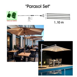 [1014 B] 1014 B - Kit Parasol pour Batteries 24V: 4 Bandeau Lumineux Silicone -1cm x 1,15 m + Telc.