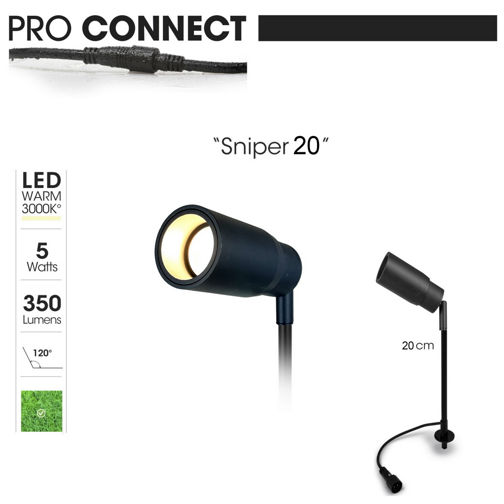 [3366] 3366 - Projecteur SNIPER 20 avec Lentille ajustable - 5W - 3000°K